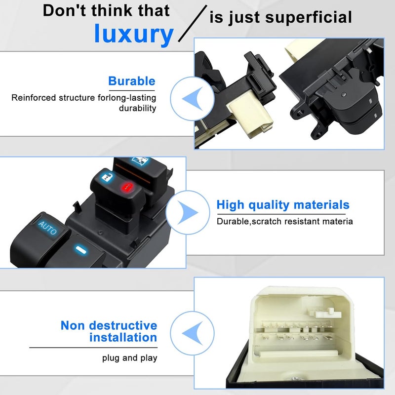 BELGEMAY 4-Door Power Window Switch Kit with Ice Blue Backlit - Compatible with 2007-2012 Toyota RAV4 (OE# 84820-12520) Plug & Play, Include Pry Tool - Image 4